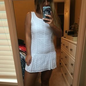 White eyelet lace mini dress!